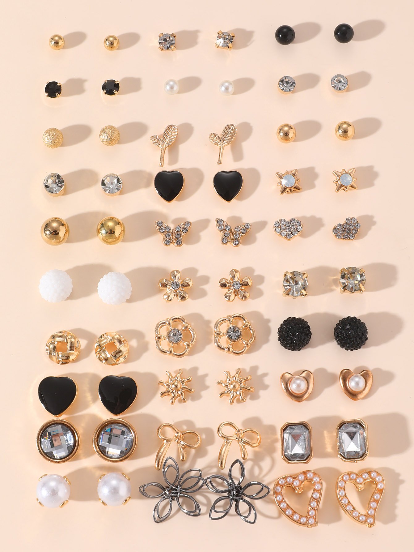 Multi-Color Assorted Stud Earrings Set - 30 Pairs
