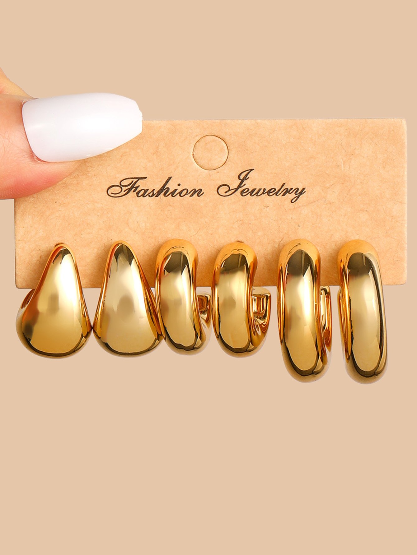 Gold Geometric Hoop Earrings Set