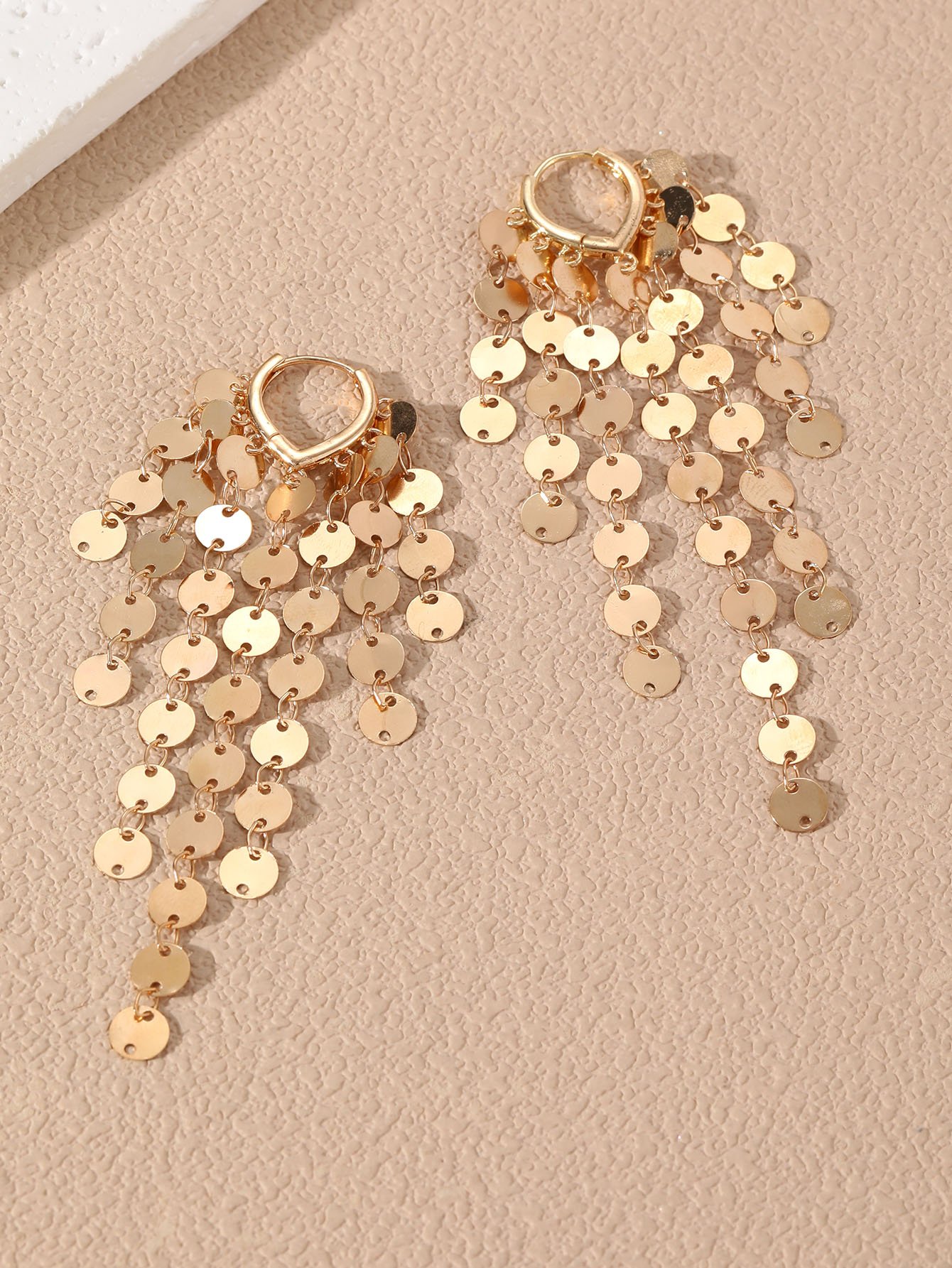 Gold Disc Tassel Earrings