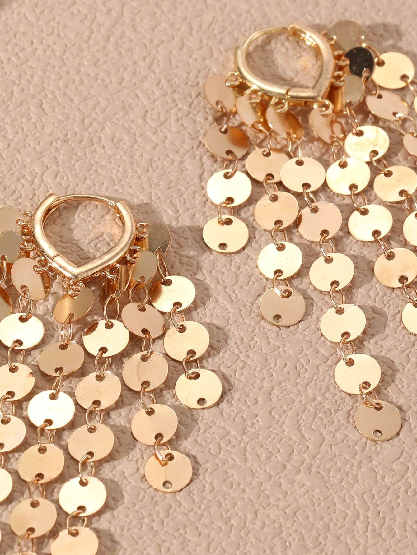 Gold Disc Tassel Earrings