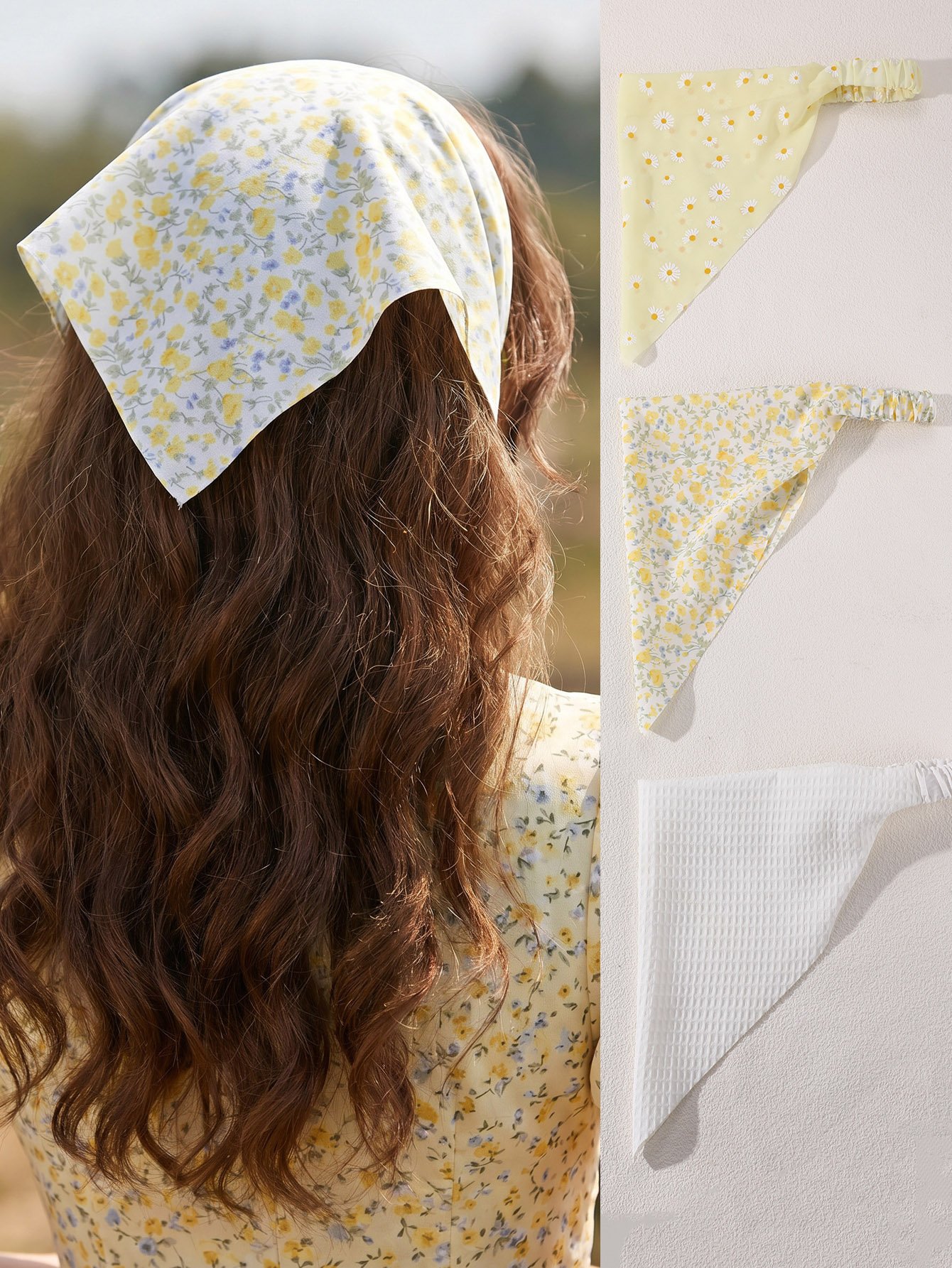 Floral Print Hair Scarf Set