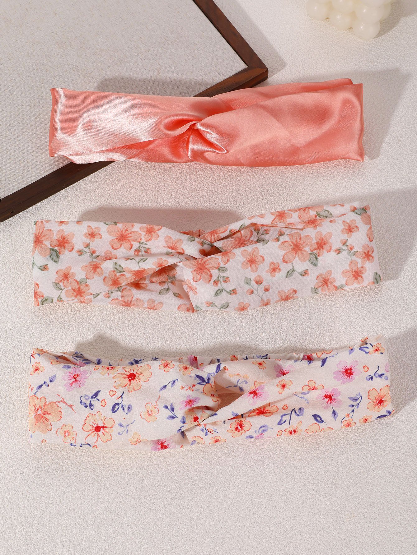 Floral Print Twisted Headband Set - Pack of 3