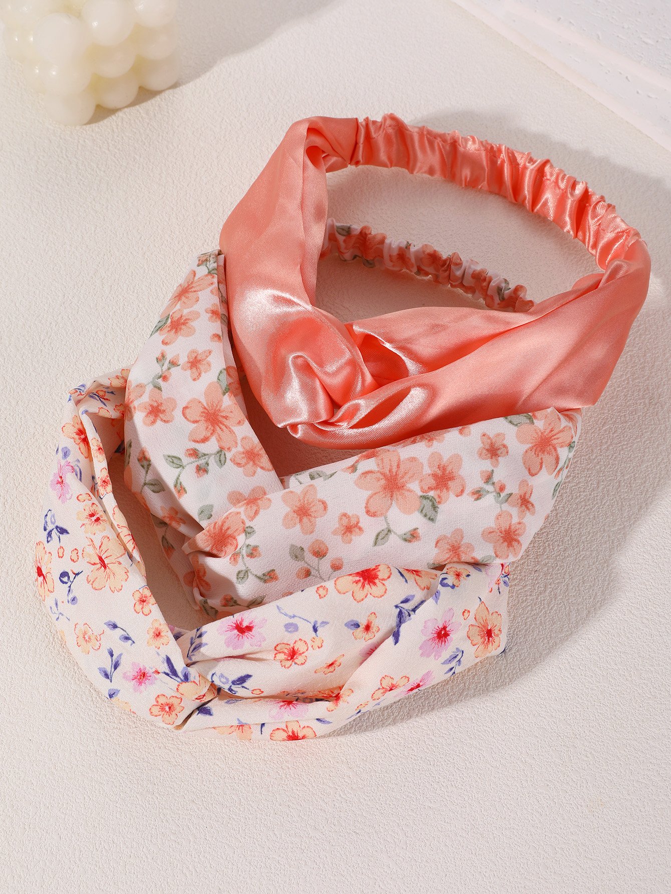 Floral Print Twisted Headband Set - Pack of 3