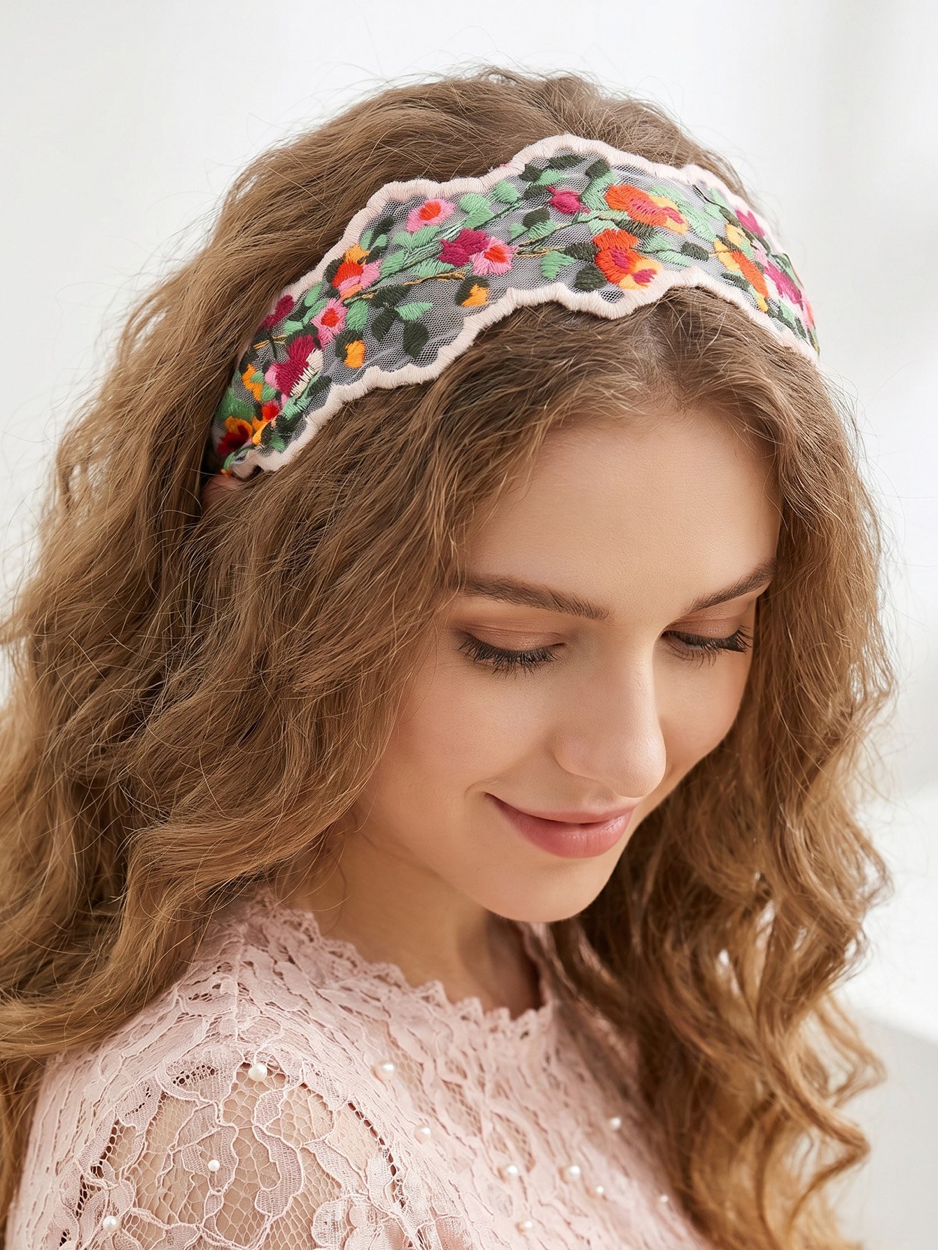 Multi-Color Embroidered Floral Headband