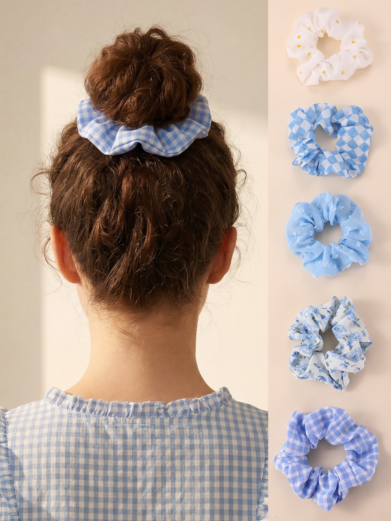 Multi-Pattern Scrunchie Hair Tie Set