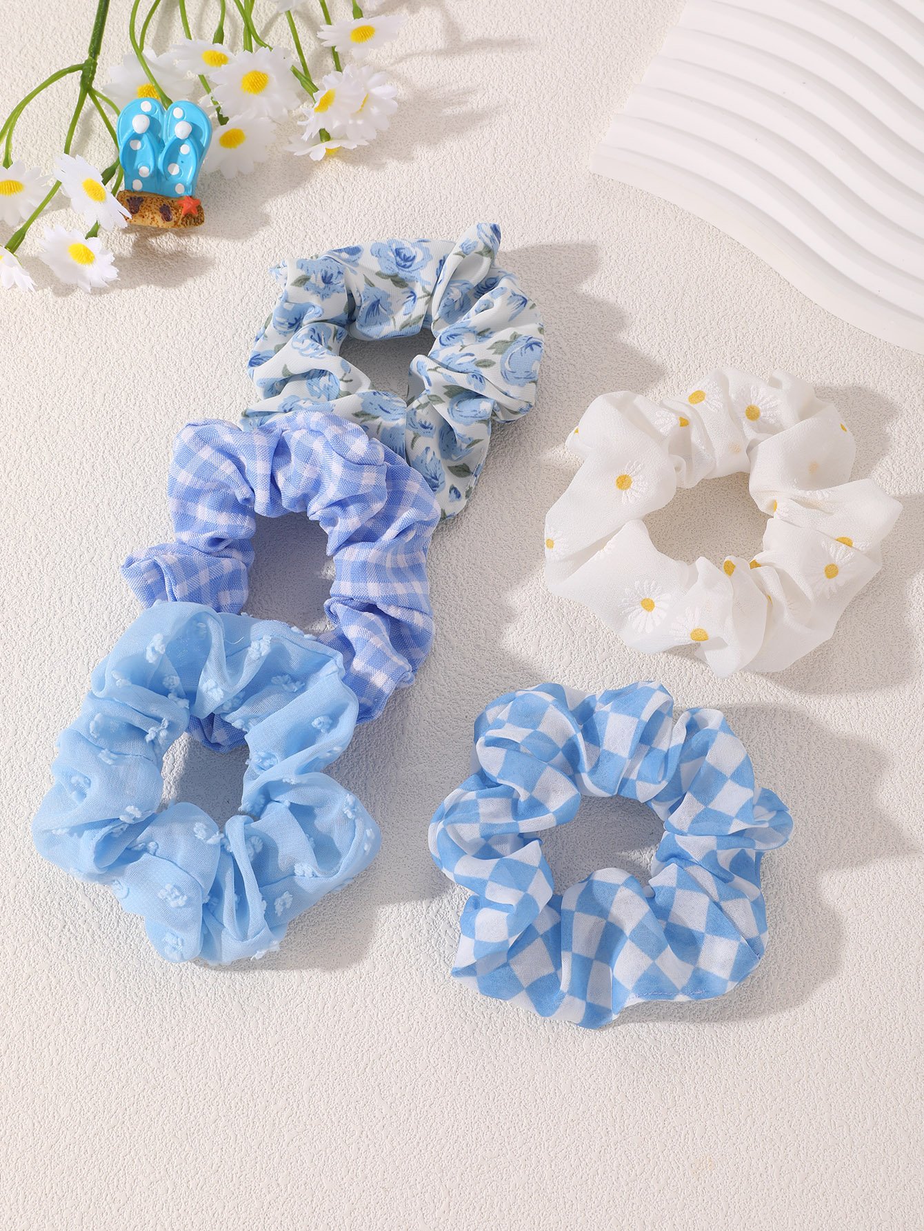 Multi-Pattern Scrunchie Hair Tie Set