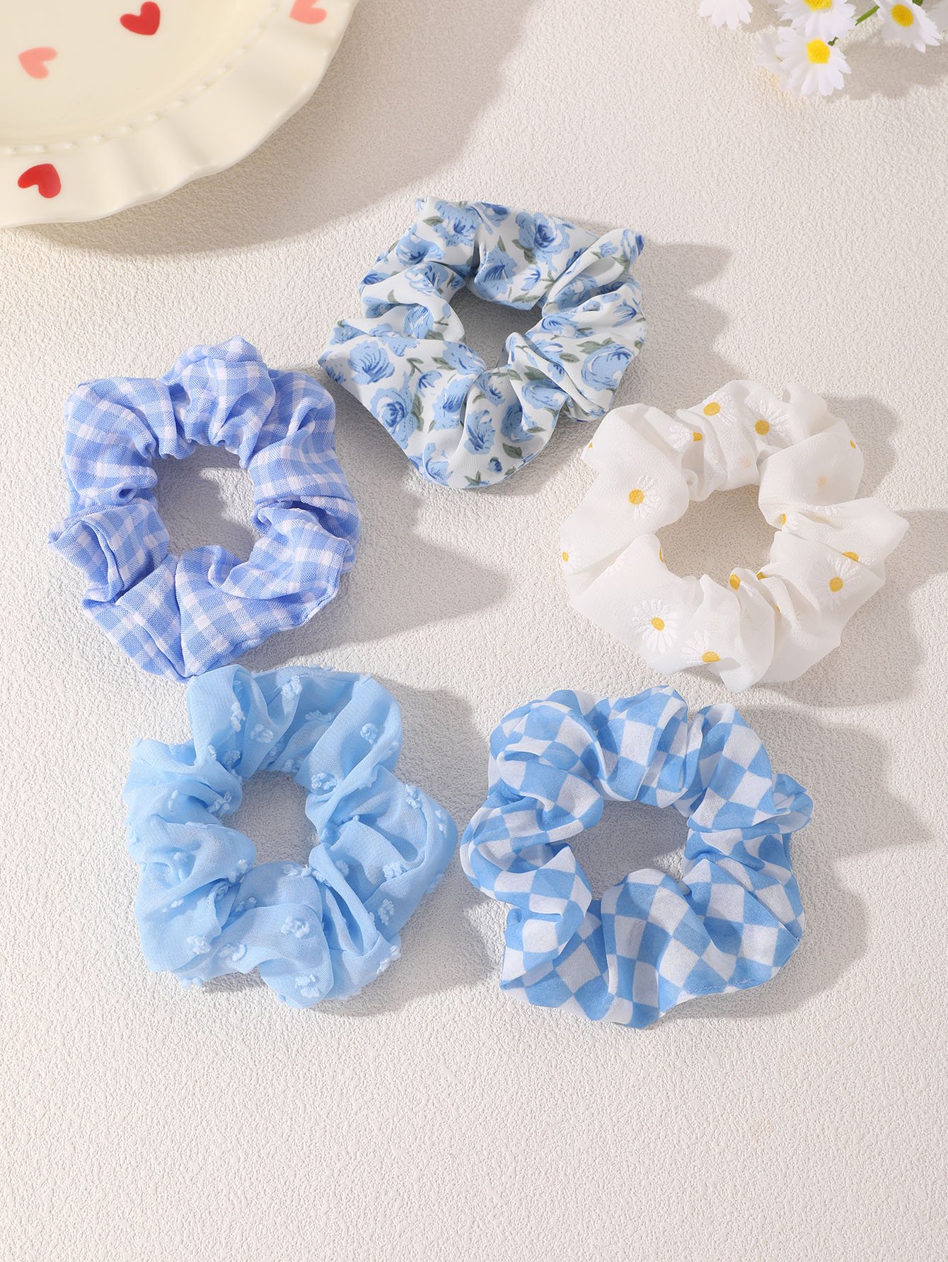 Multi-Pattern Scrunchie Hair Tie Set