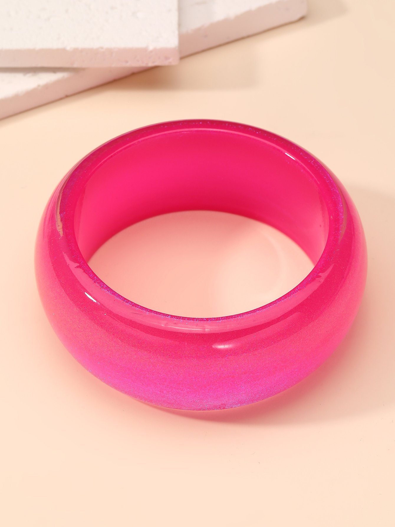 Dark Pink Glitter Resin Bangle Bracelet
