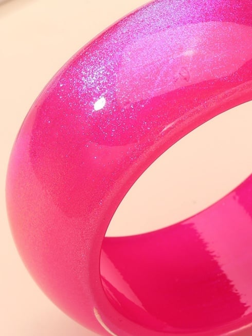 Dark Pink Glitter Resin Bangle Bracelet