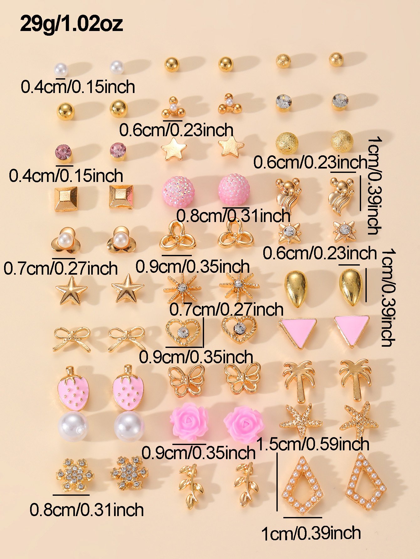 Multi-Color Stud Earring Set - 30 Pairs