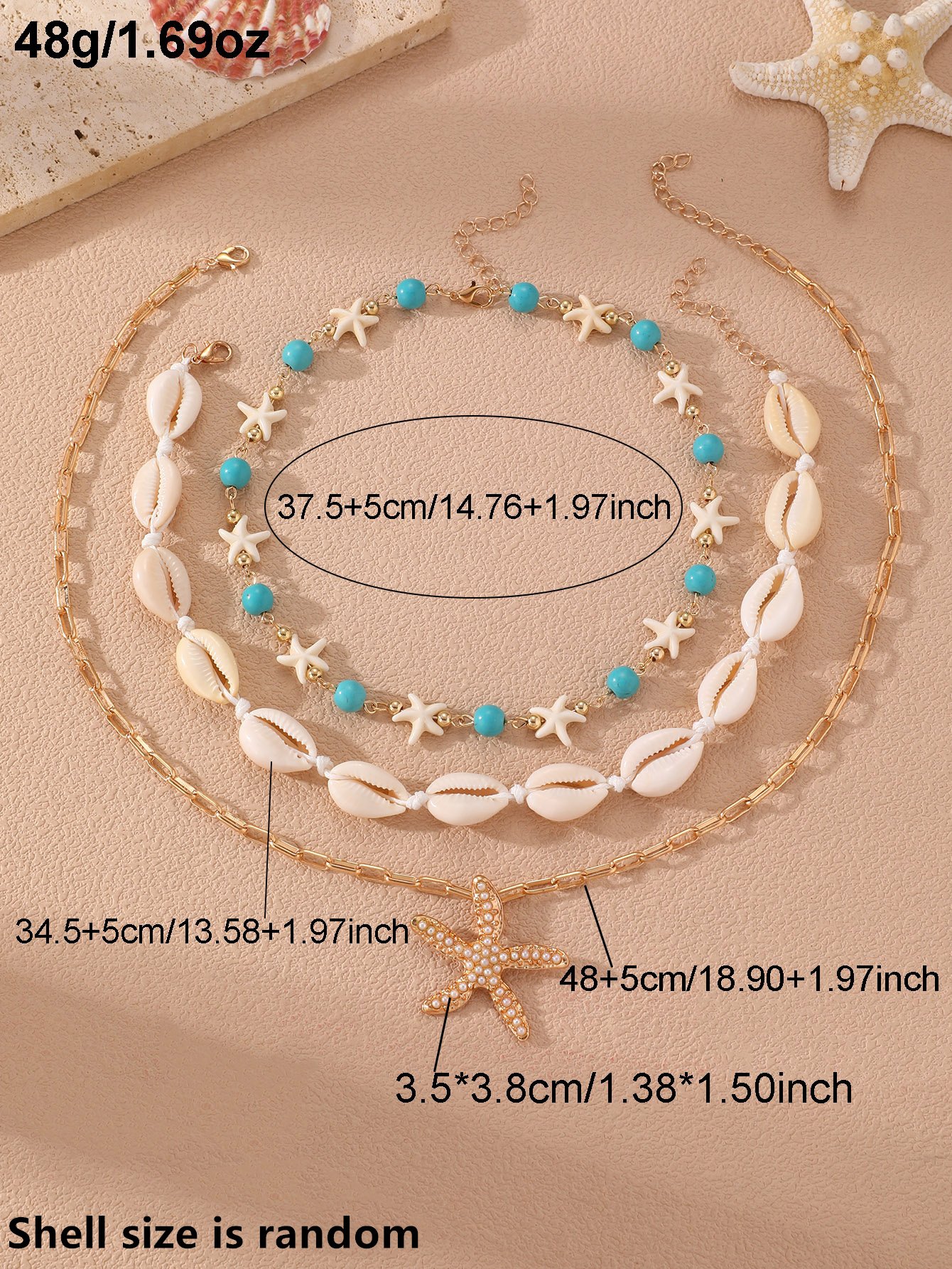 Multi-Color Beaded Starfish Choker Set