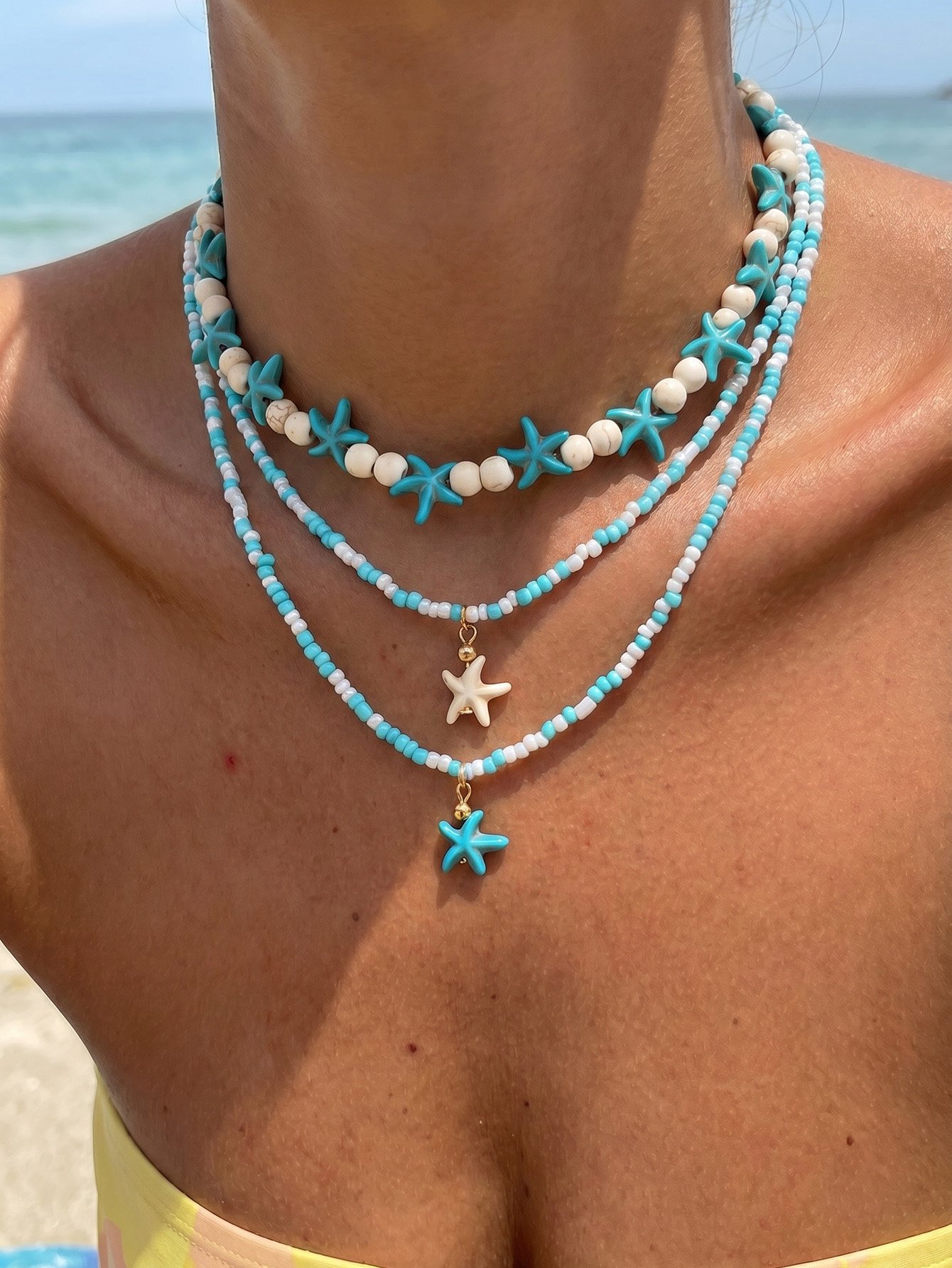 Layered Starfish Necklace Set