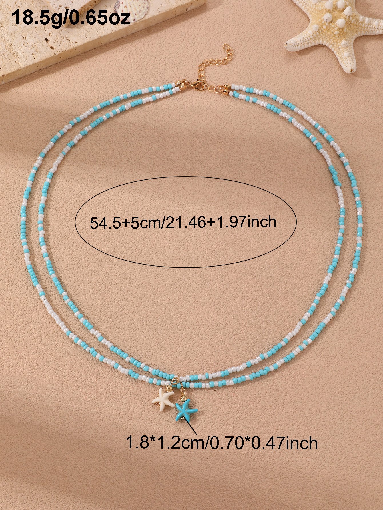Starfish Beaded Layered Necklace Set