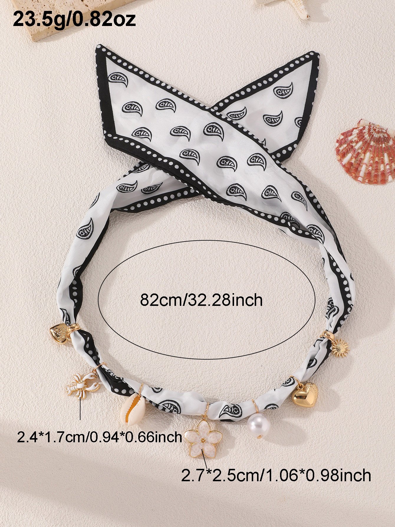 Multi-Charm Beach Scarf Necklace