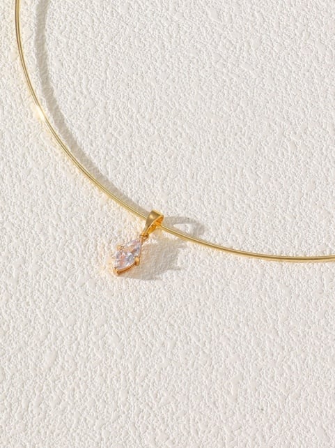 Gold Choker Necklace with Marquise Crystal Charm