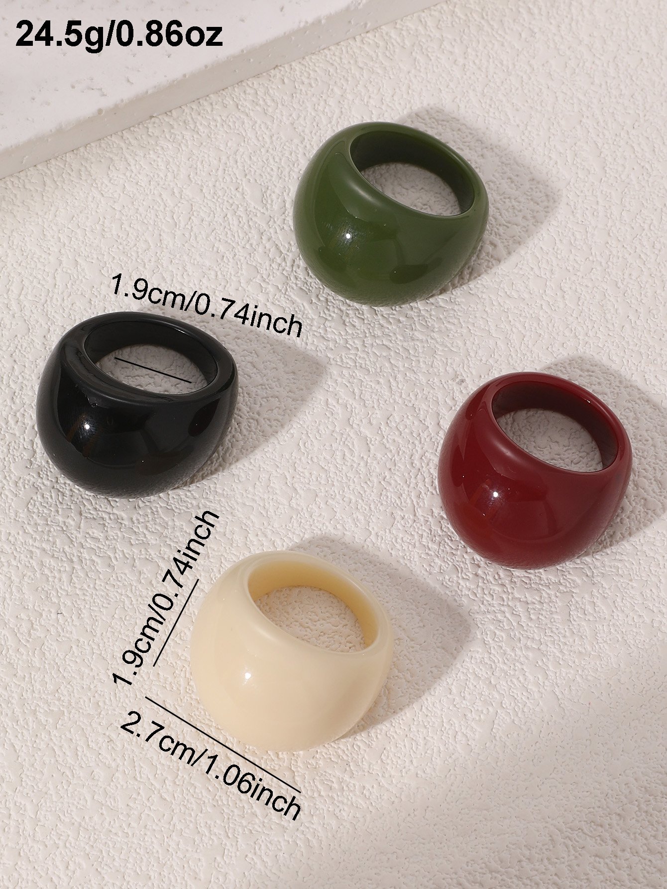 Multi-Color Resin Ring Set
