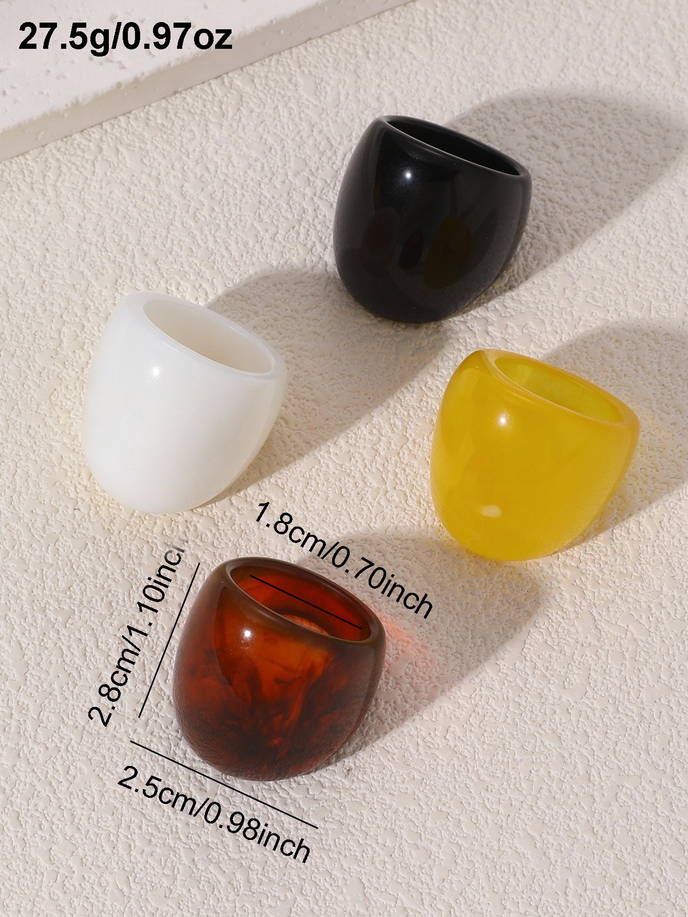 Resin Rings Set - 4 Pcs