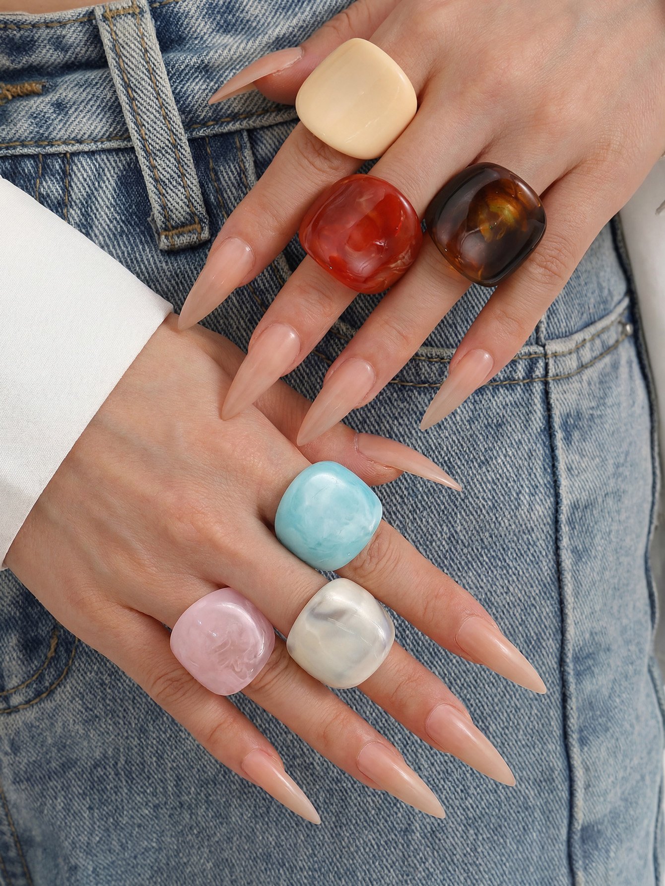 Multi-Color Resin Ring Set