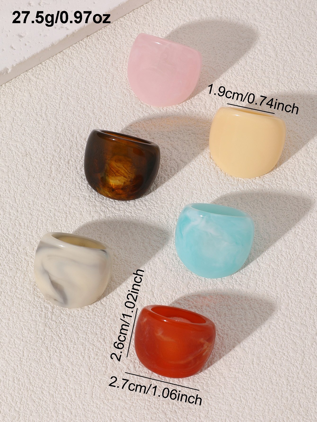 Multi-Color Resin Ring Set