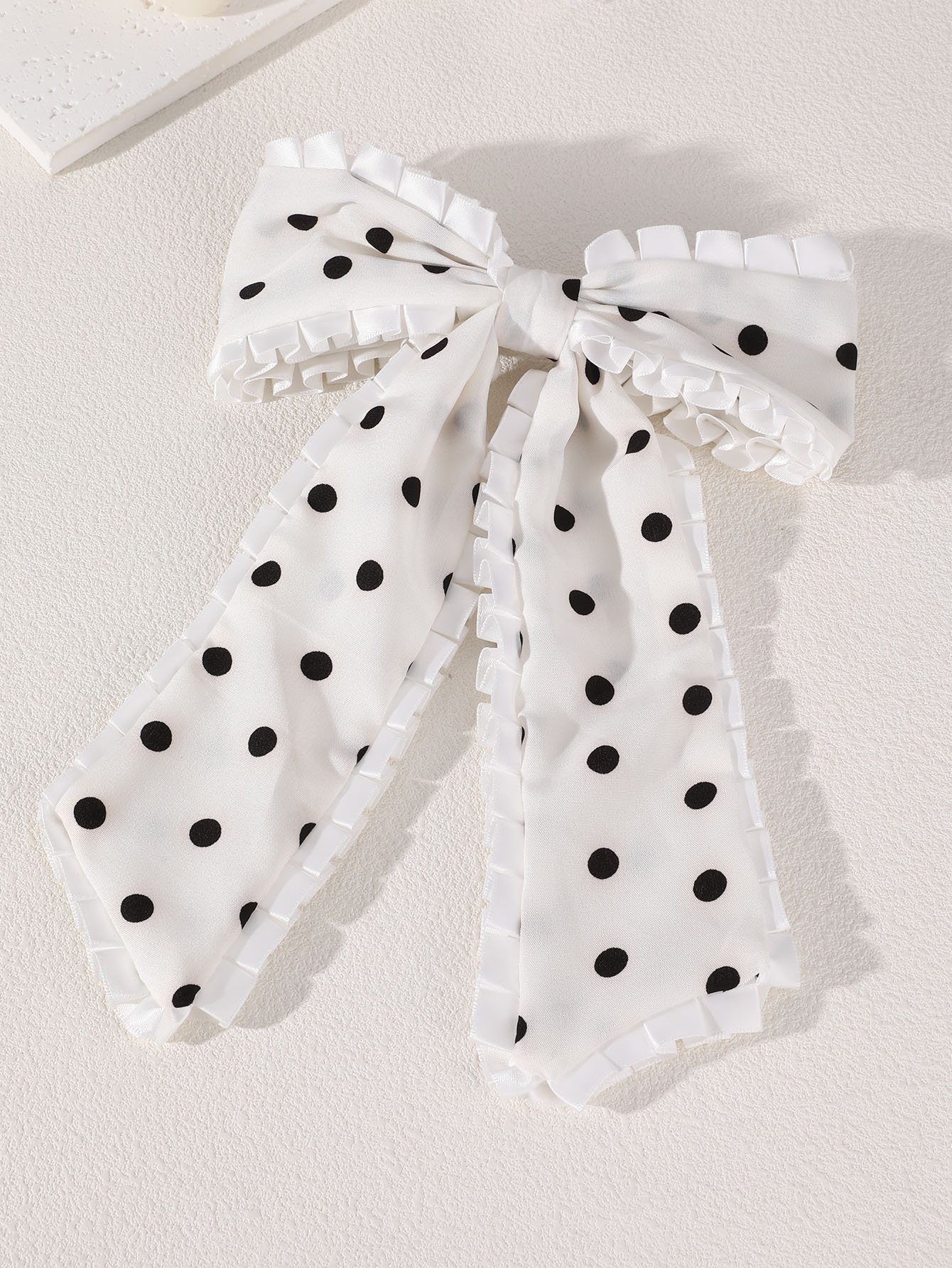 White Polka Dot Bow Hair Clip