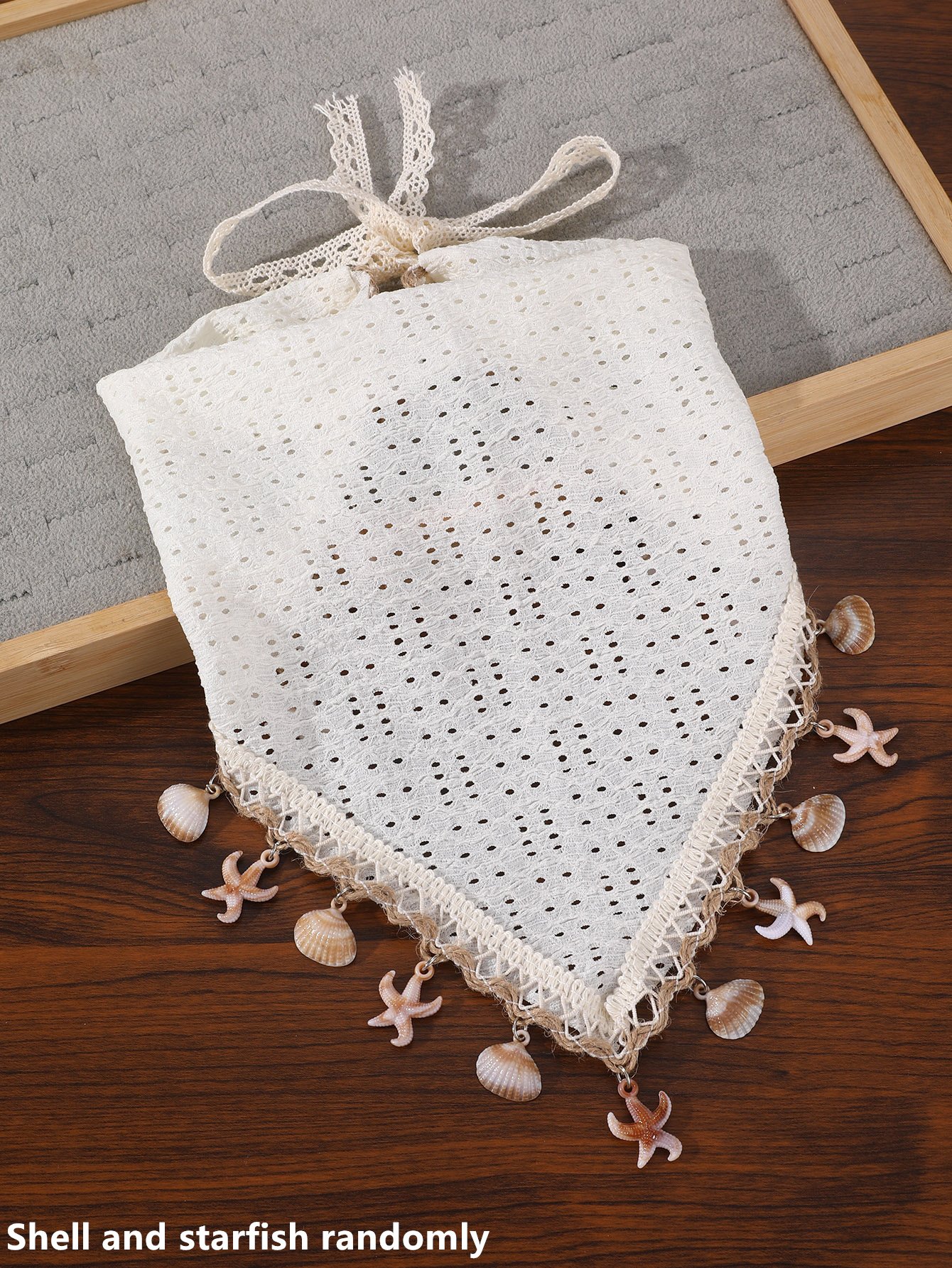White Crochet Headband with Seashell and Starfish Charms