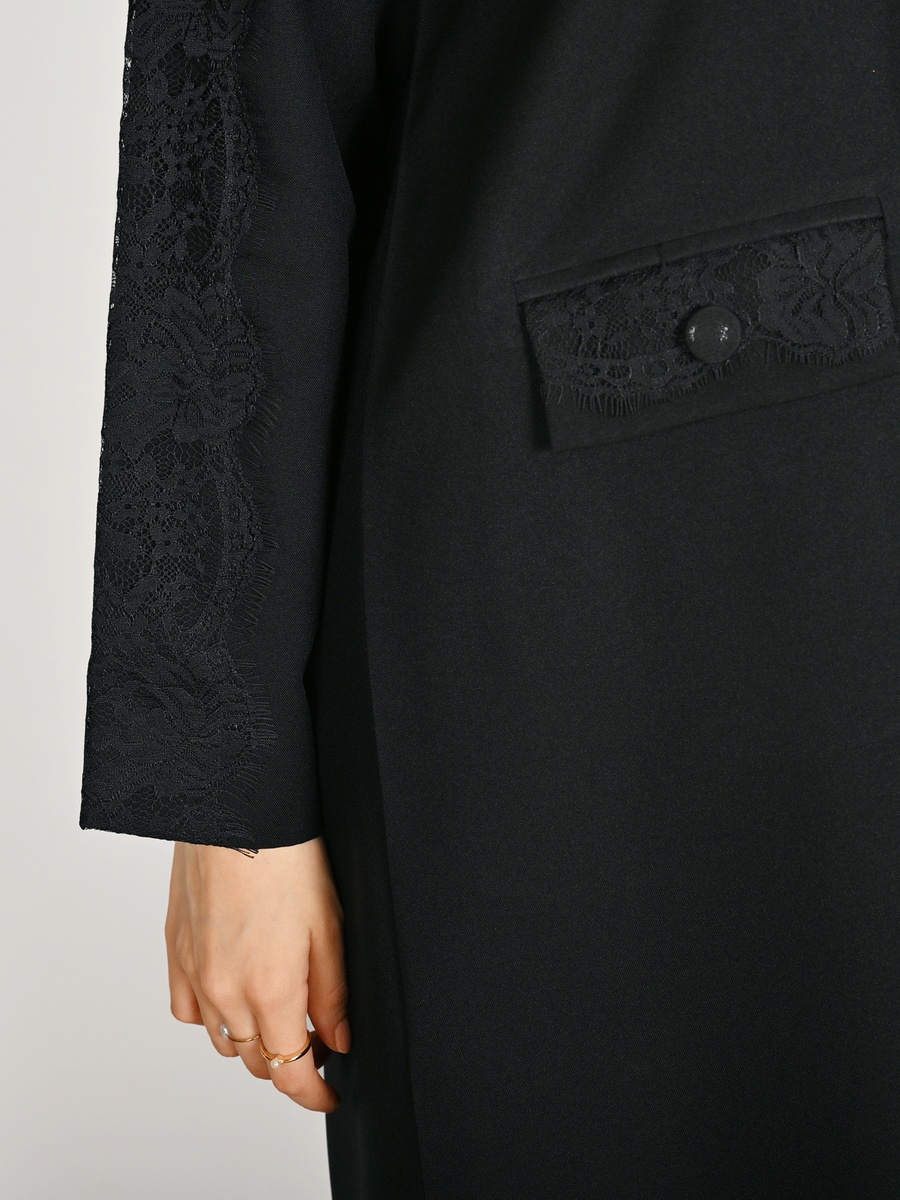 Black Blazer Abaya with Front Pocket