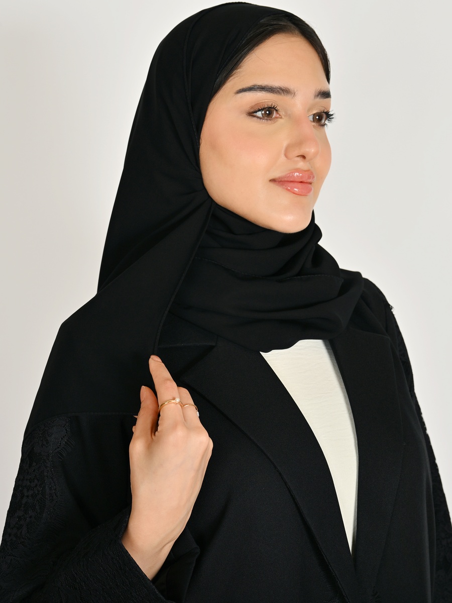 Black Blazer Abaya with Front Pocket