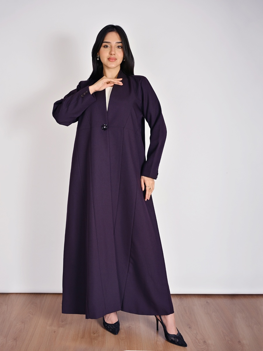 Purple Formal Abaya with a Crystal Button Closure