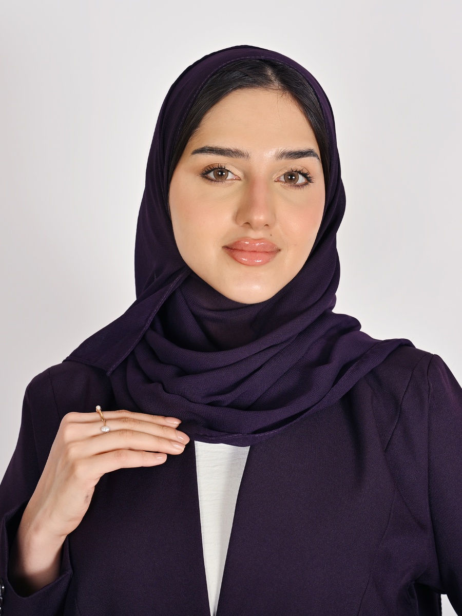 Purple Formal Abaya with a Crystal Button Closure