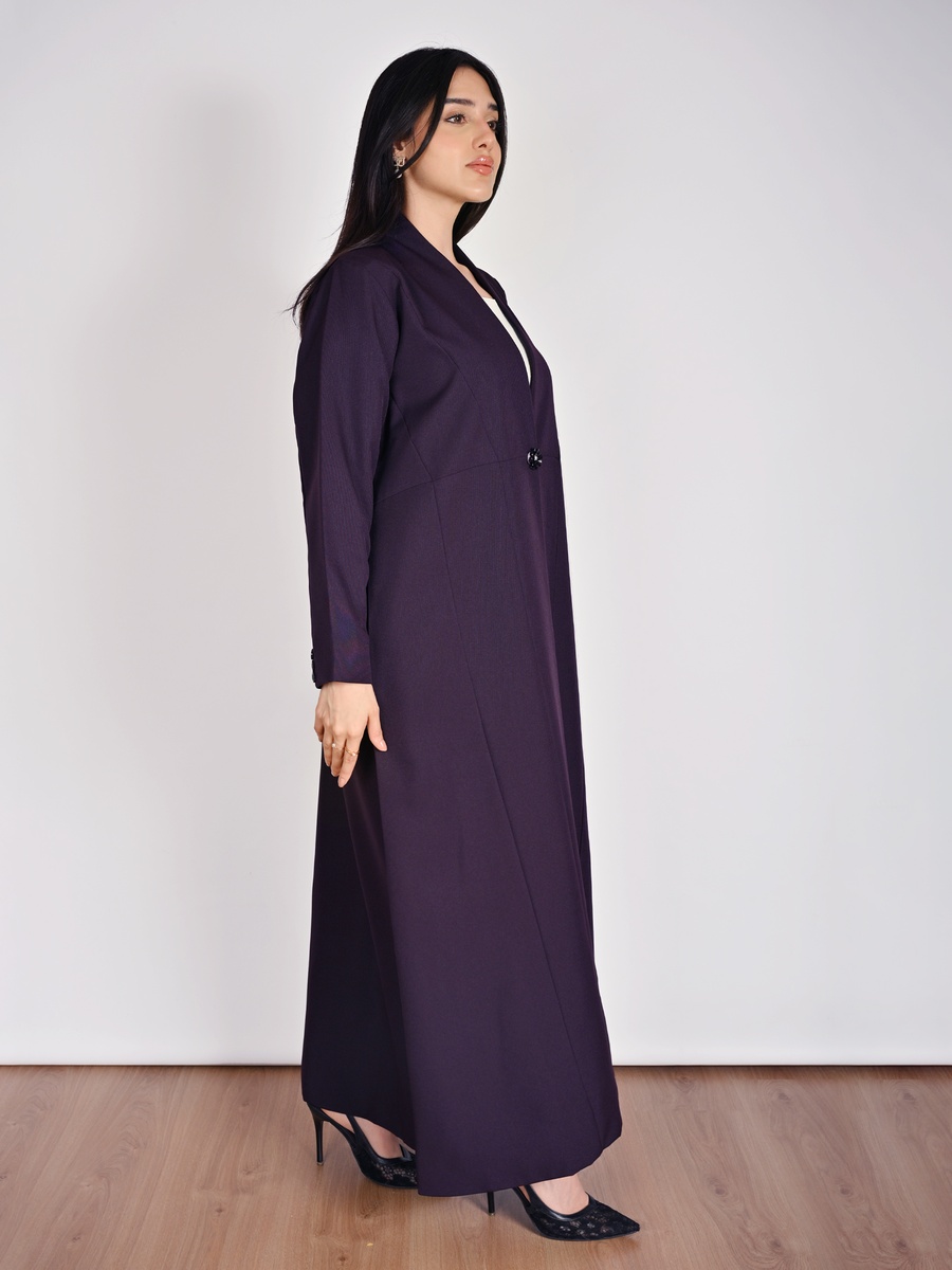 Purple Formal Abaya with a Crystal Button Closure