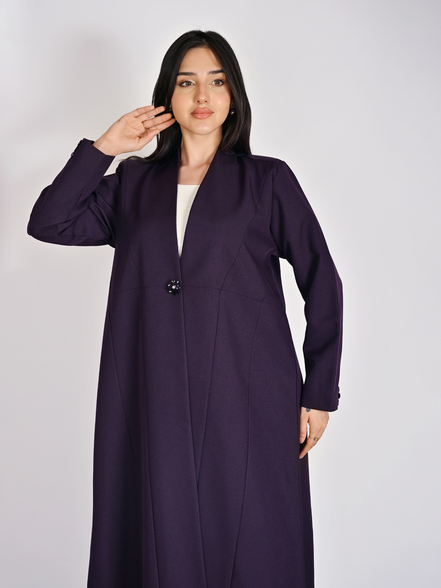 Purple Formal Abaya with a Crystal Button Closure