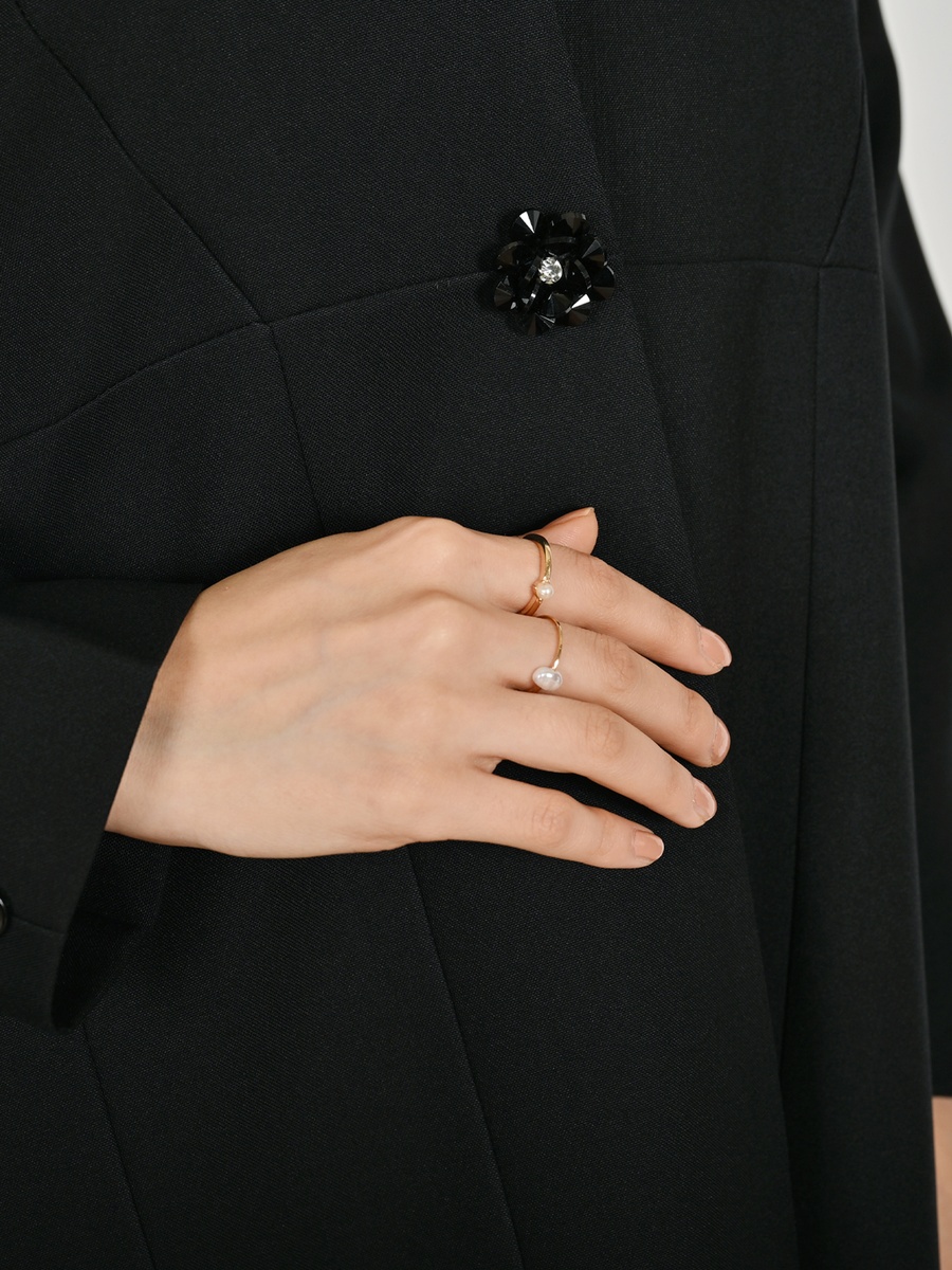 Black Formal Abaya with a Crystal Button Closure