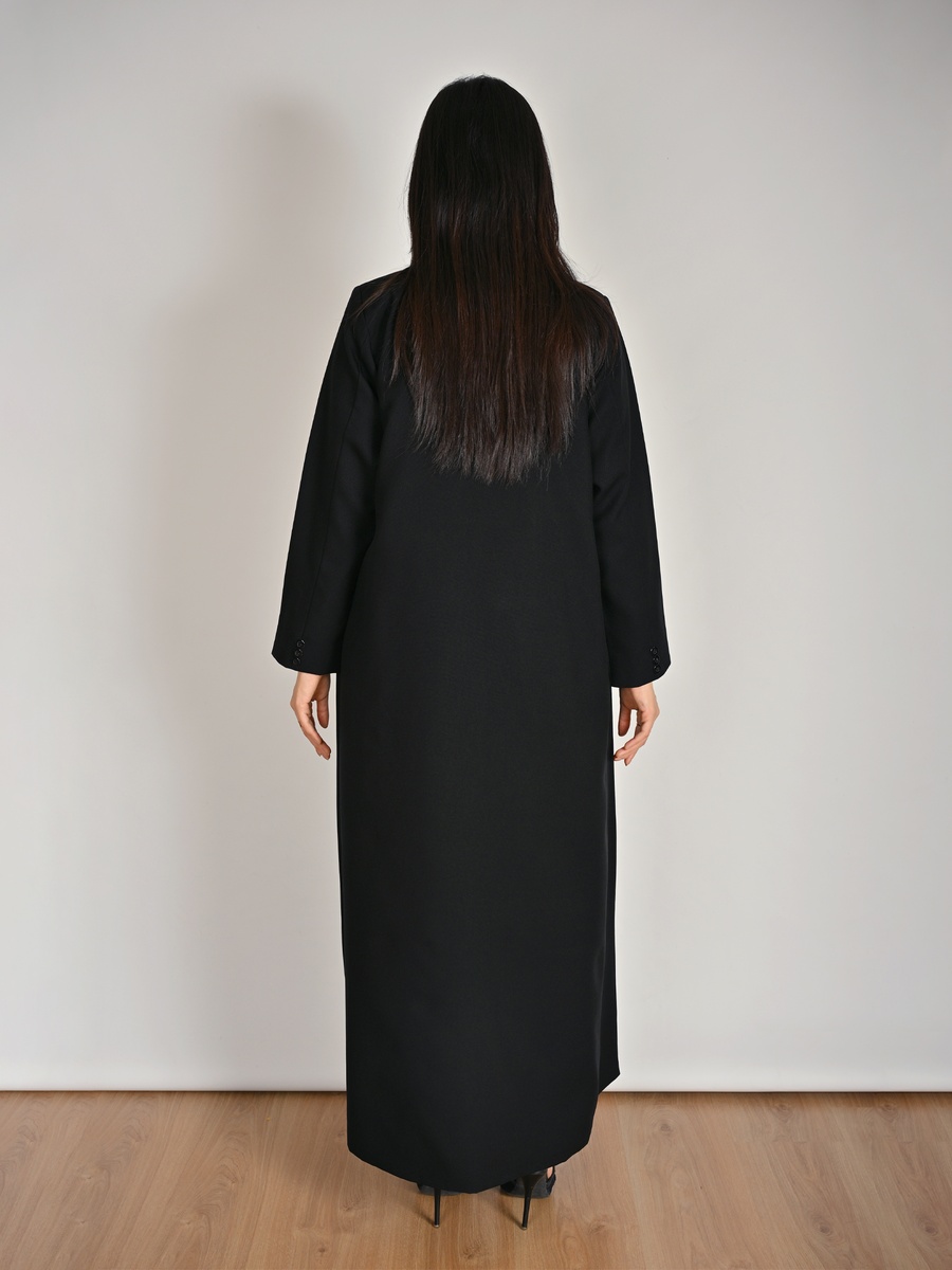 Black Blazer Abaya with Lace Detail