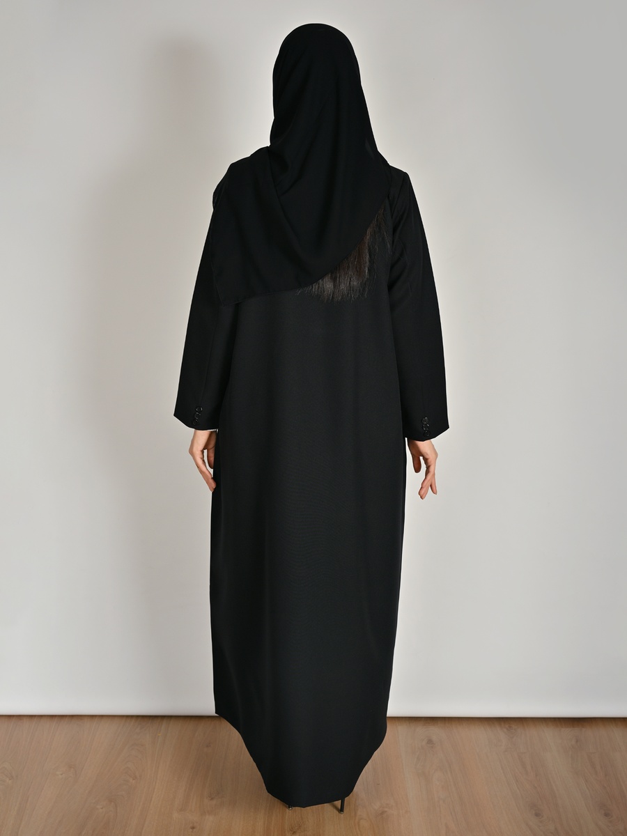 Black Blazer Abaya with Embroidery