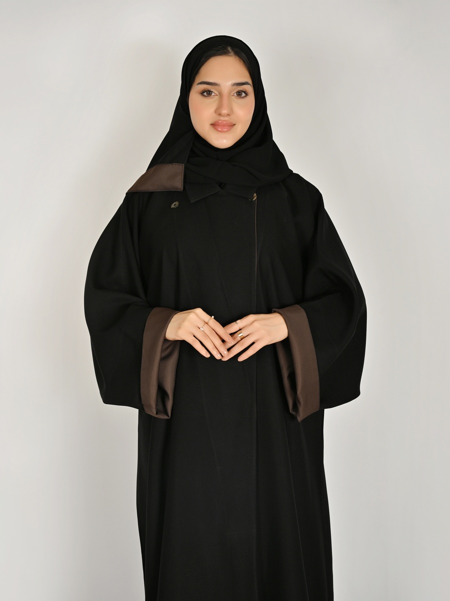 Black Formal Abaya with Notch Lapel