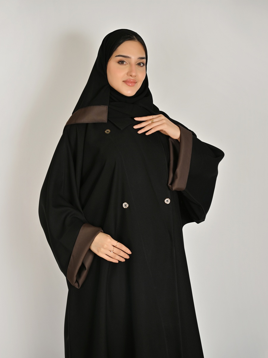 Black Formal Abaya with Notch Lapel