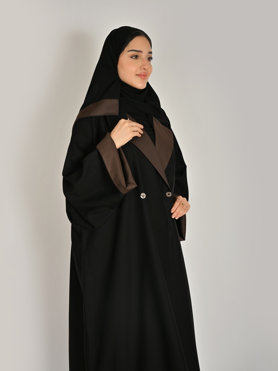Black Formal Abaya with Notch Lapel