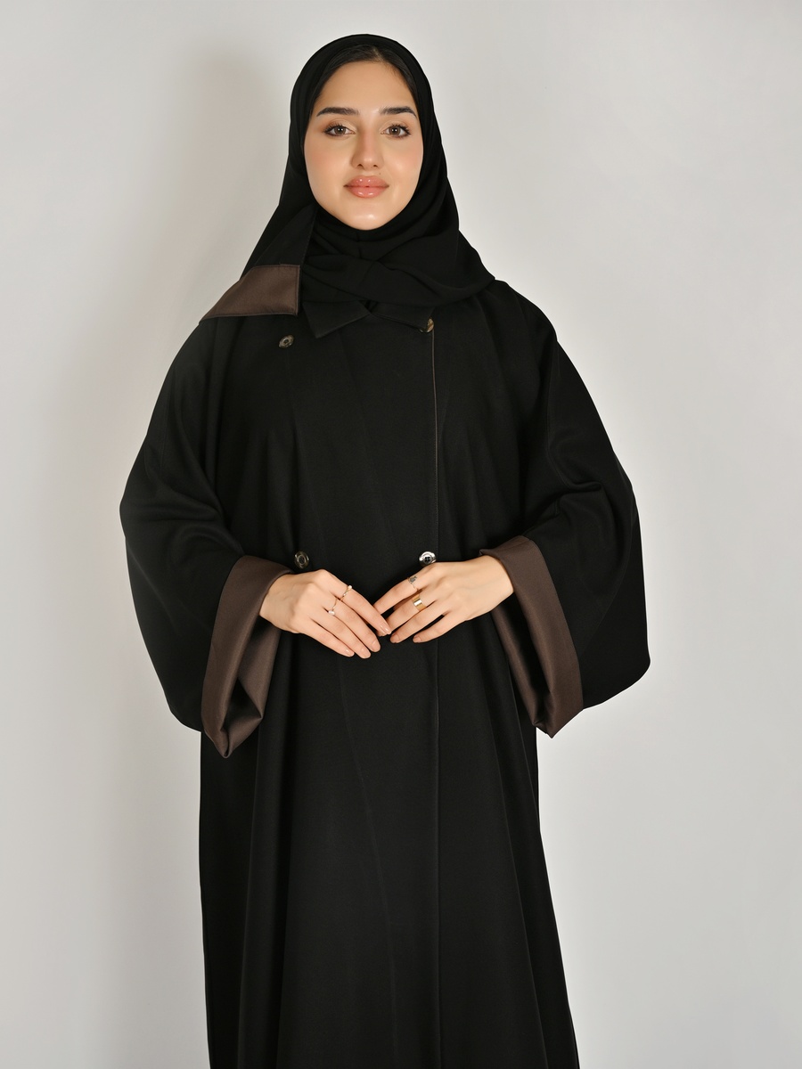 Black Formal Abaya with Notch Lapel