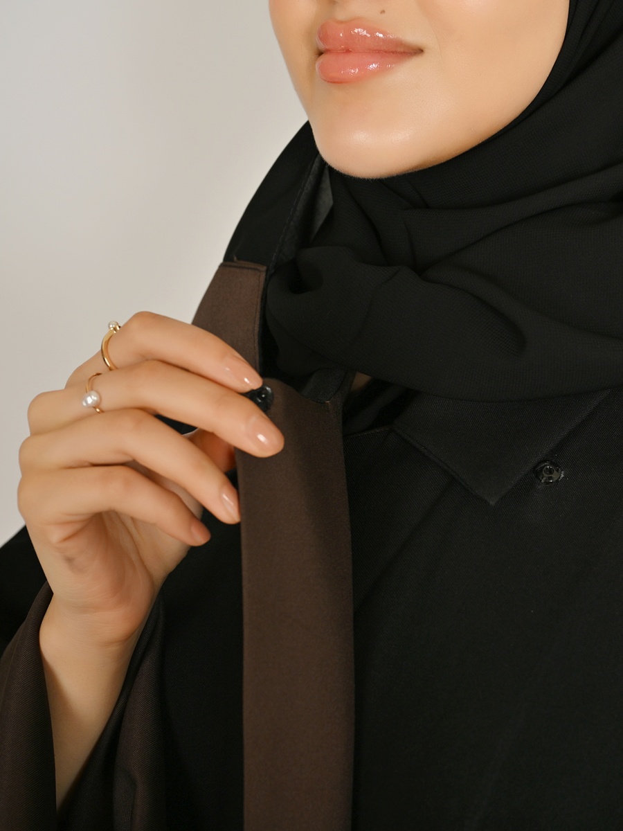 Black Formal Abaya with Notch Lapel