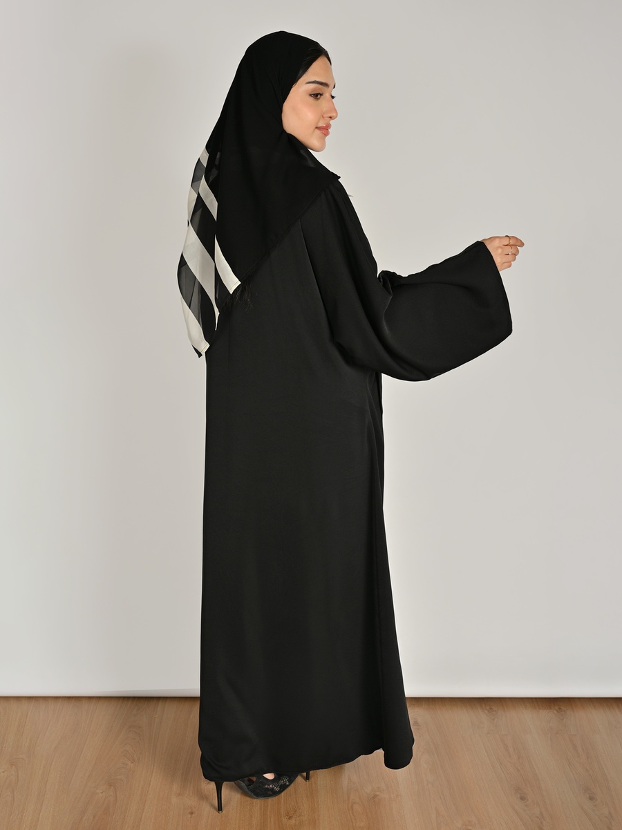 Reversible Flared Abaya with Wide Sleeves