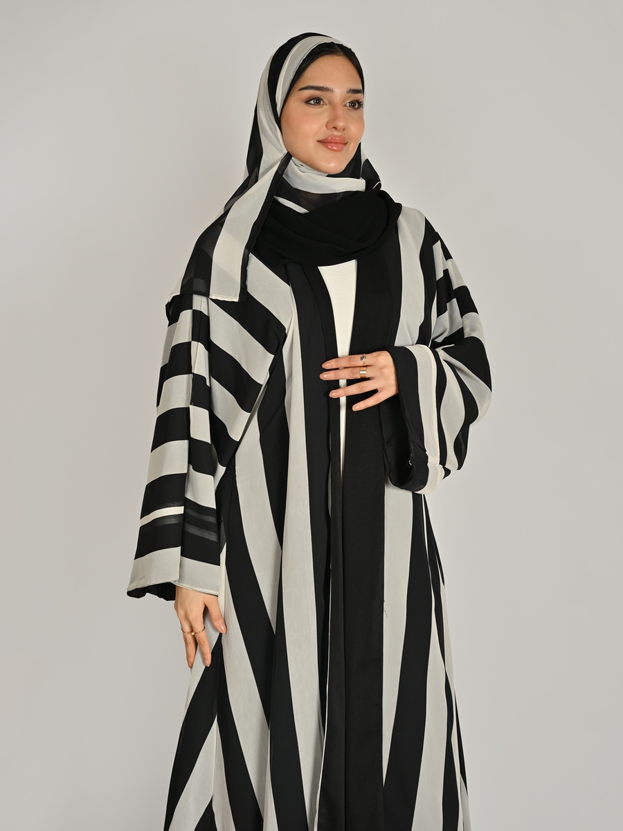 Reversible Flared Abaya with Wide Sleeves