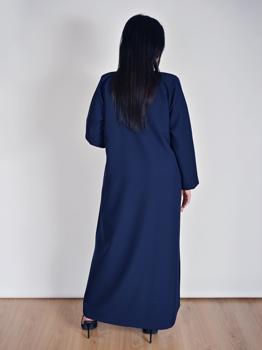 Navy Formal Abaya with a Crystal Button Closure
