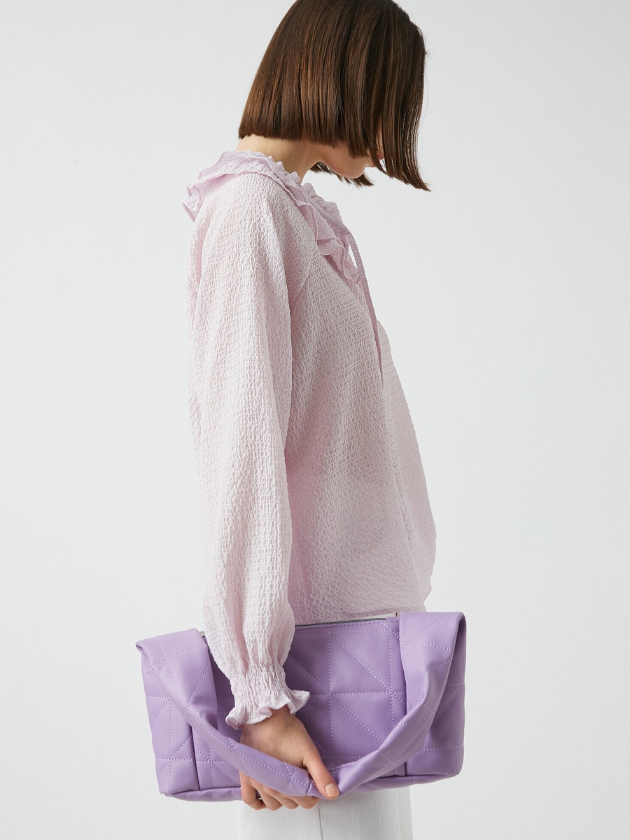 Ruffle Mandarin Collar Long Sleeve Blouse