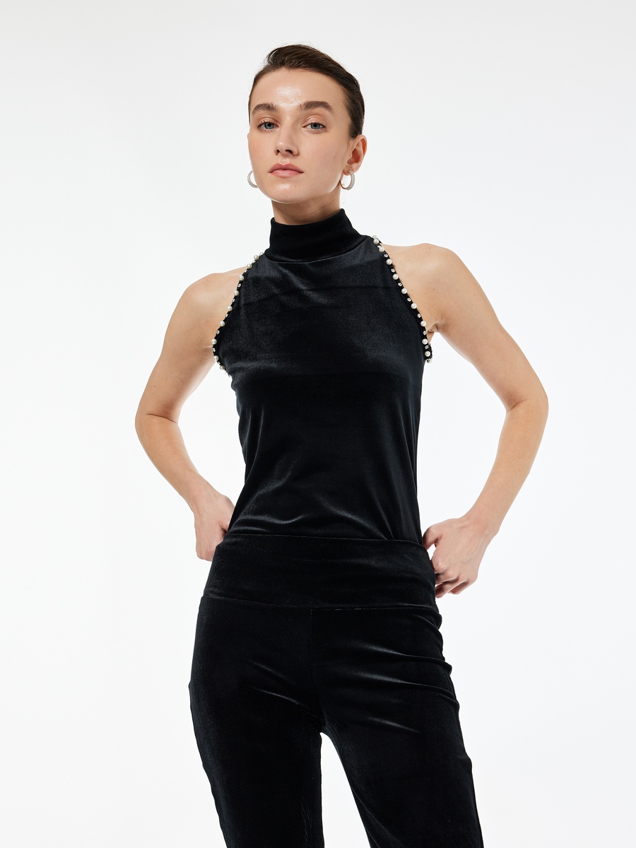 Embellished Trim Sleeveless Top