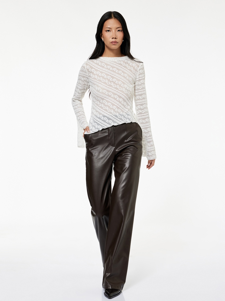 Textured Asymmetric Hem Top with Side Ties