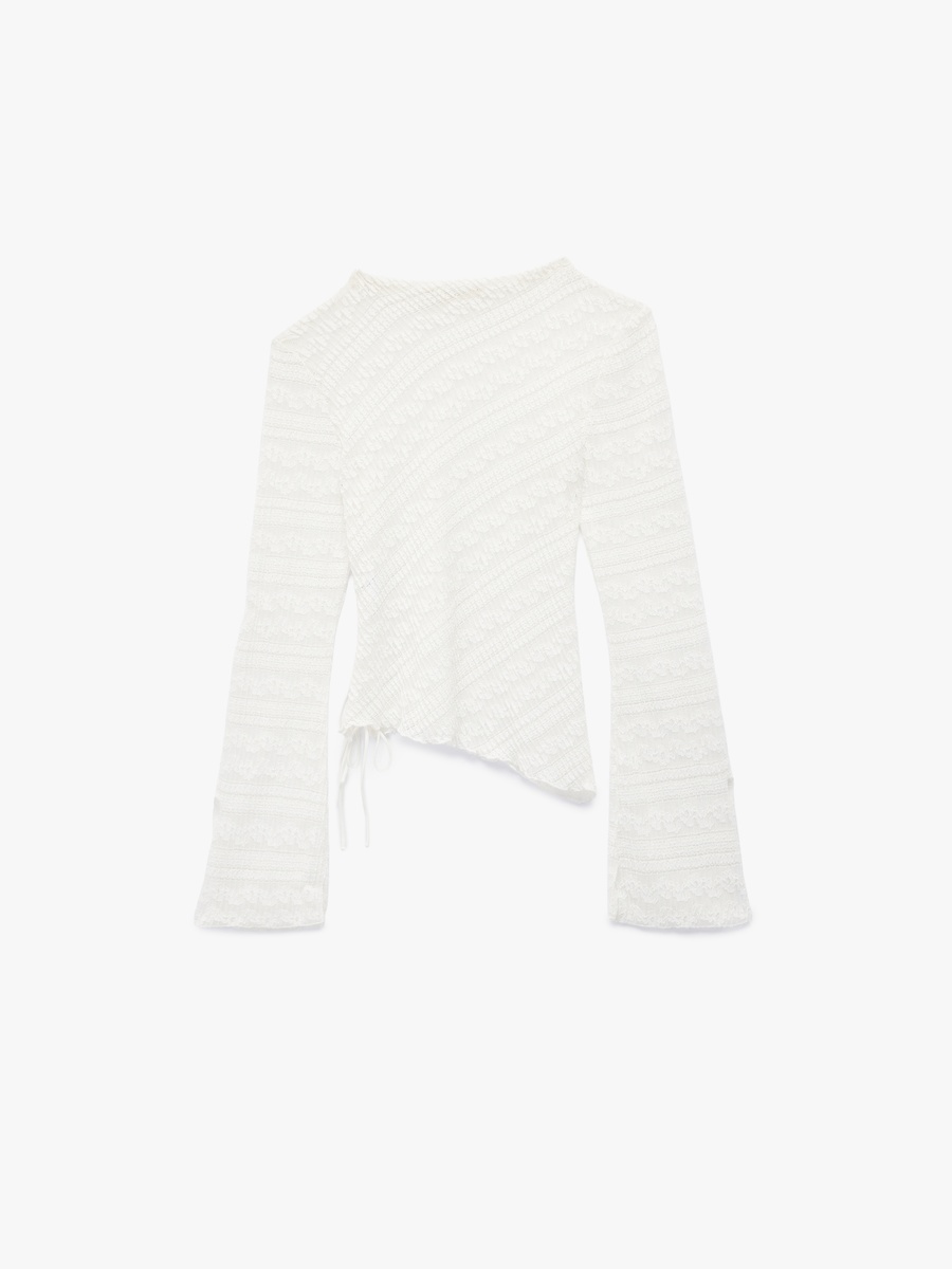 Textured Asymmetric Hem Top with Side Ties