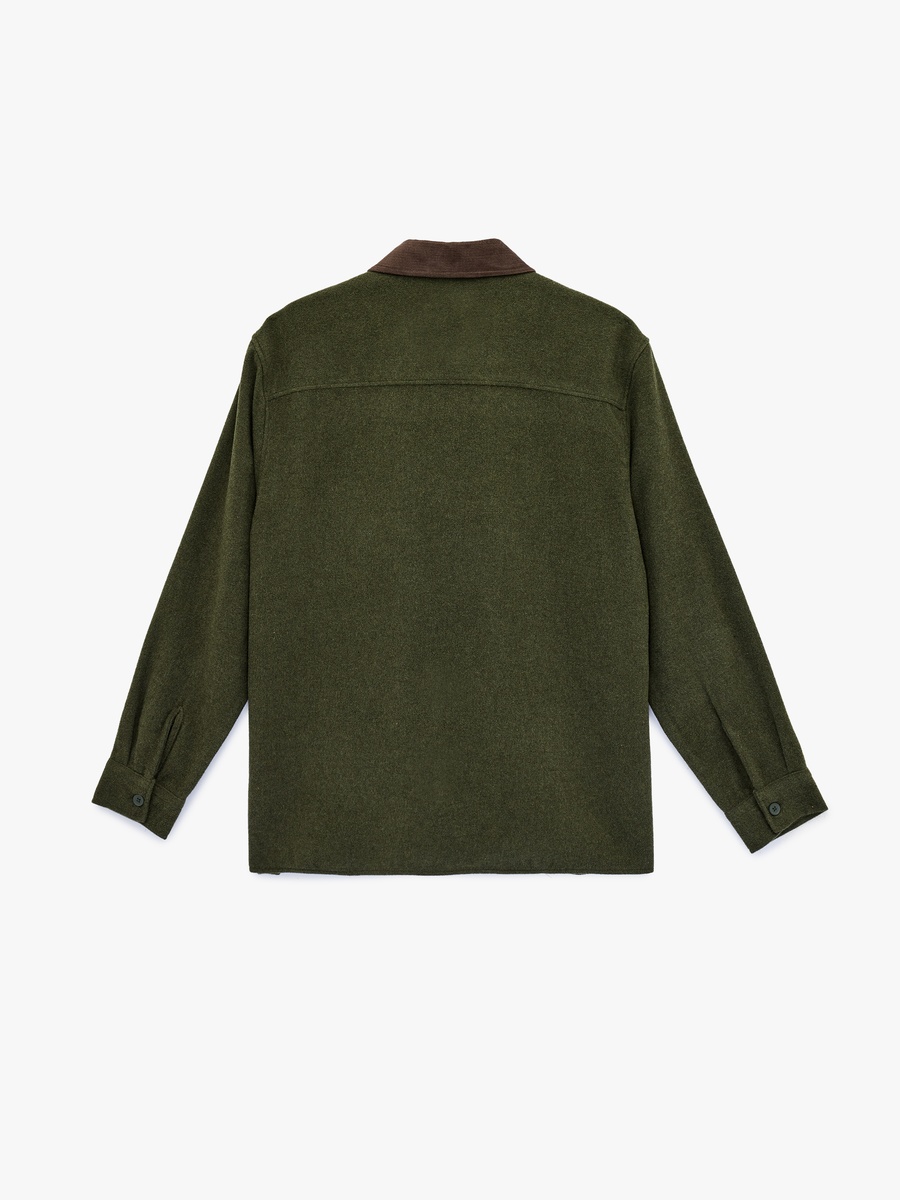 Men Contrast Collar Long Sleeves Shirt