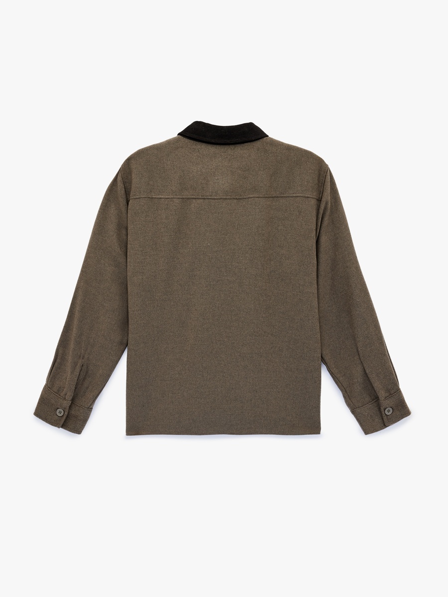 Men Contrast Collar Long Sleeves Shirt
