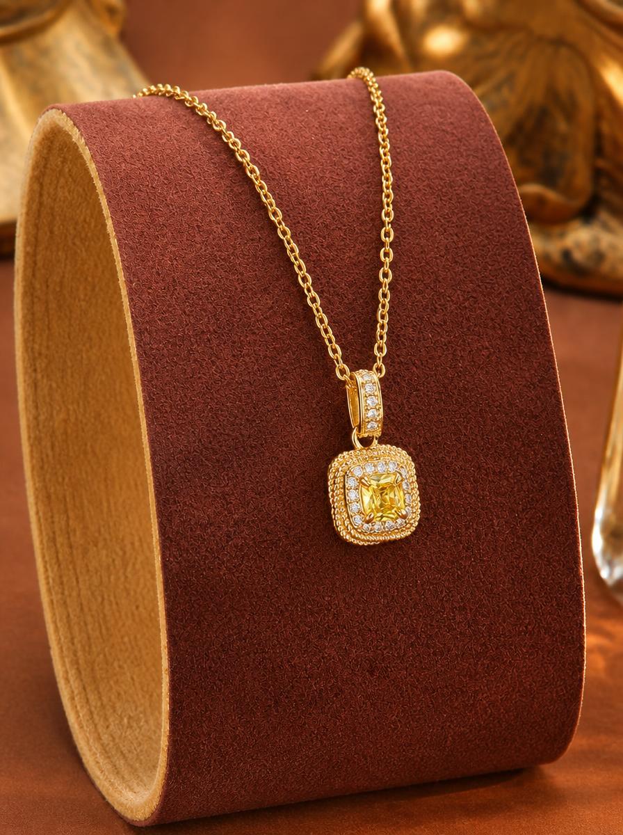 Square Gem Pendant Necklace