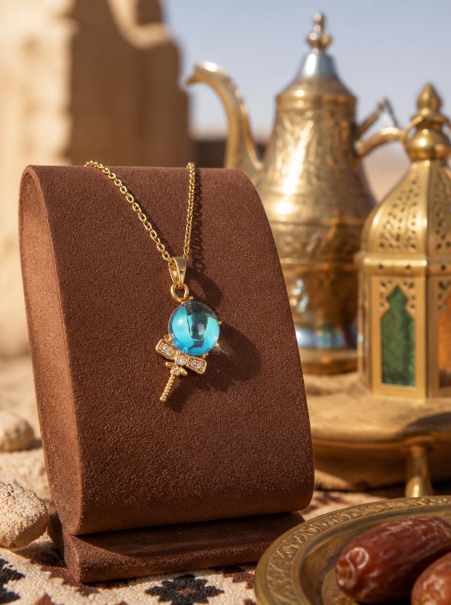 Blue Crystal Magic Key Necklace